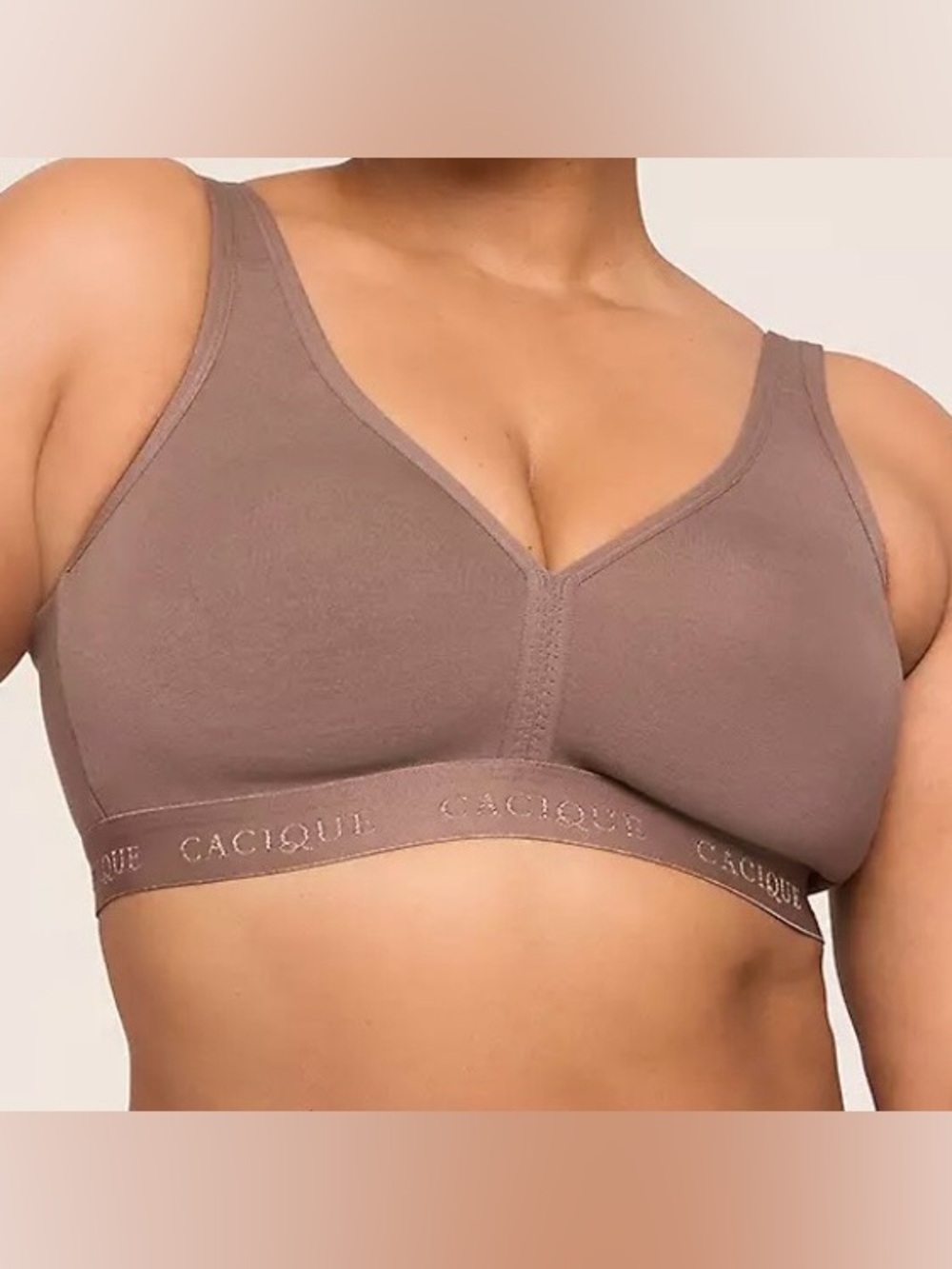 Cacique By Lane Bryant Cotton Unlined No-Wire Bra Size 38D | Deep Taupe